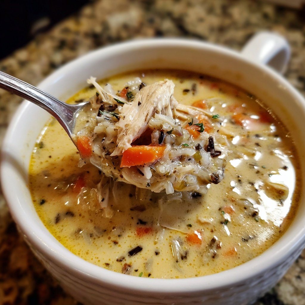 Healthy Crockpot Chicken and Wild Rice Soup