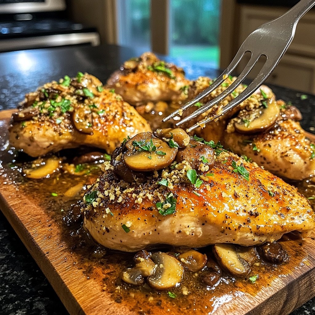 Healthy Crockpot Chicken with Mushrooms