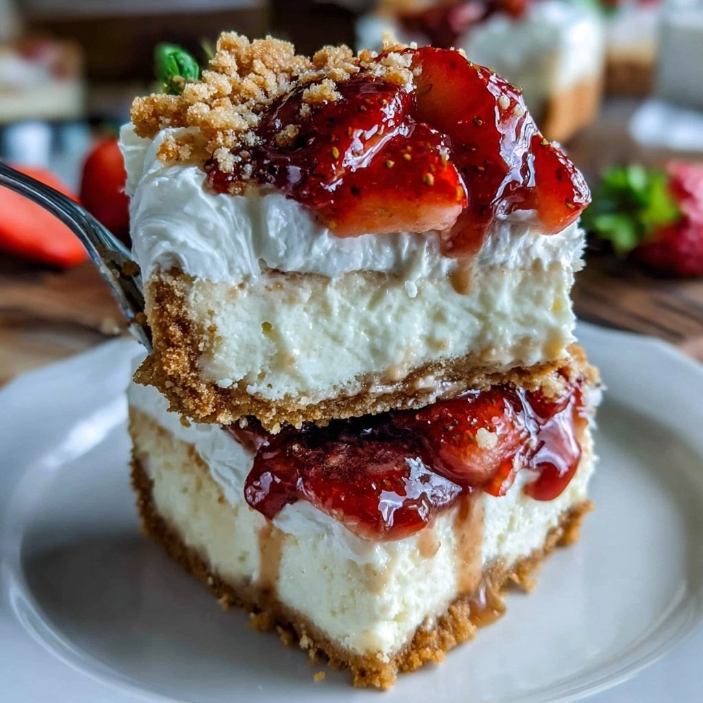 Strawberry Shortcake Cheesecake Bars