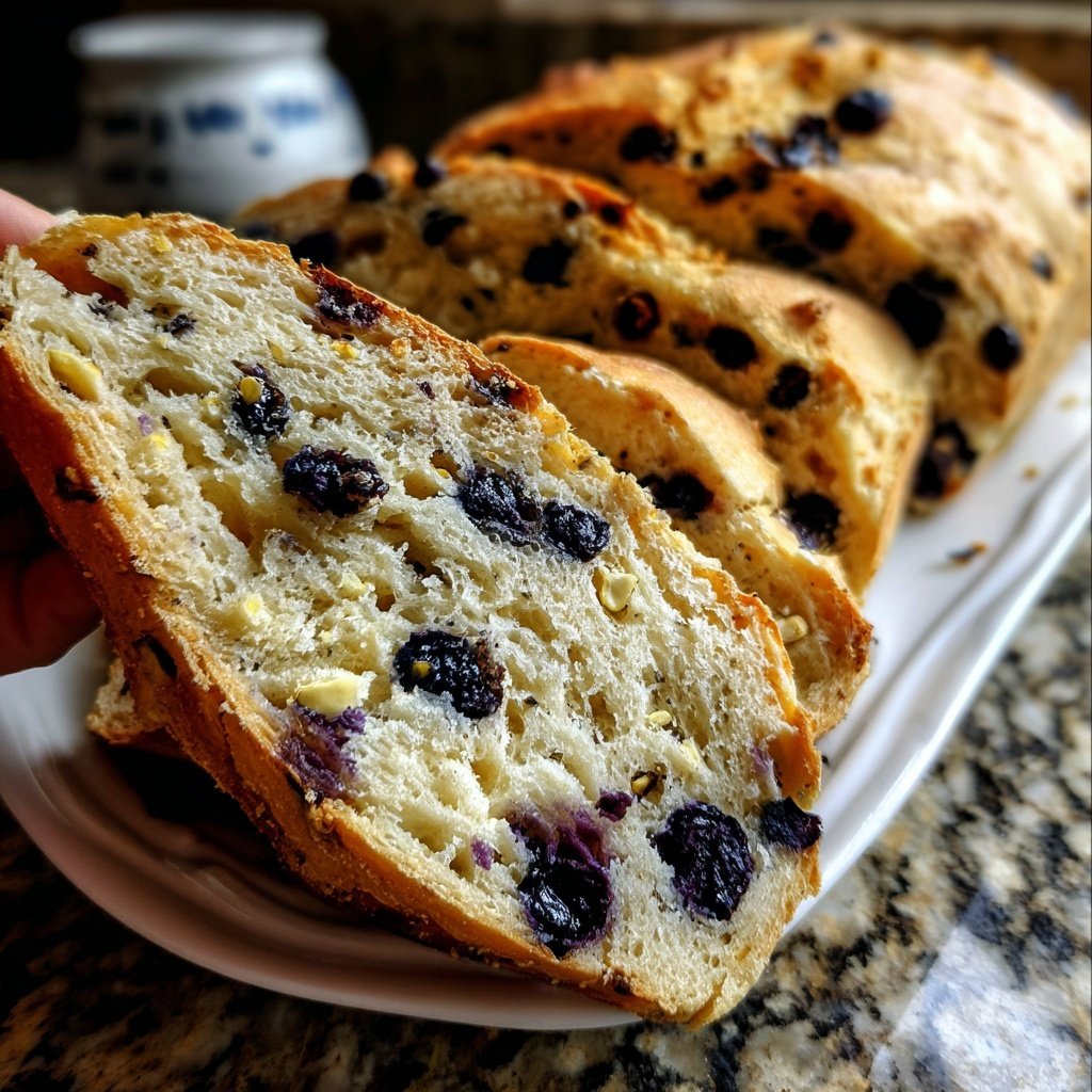 Blueberry Lemon Sourdough Bread Sliced