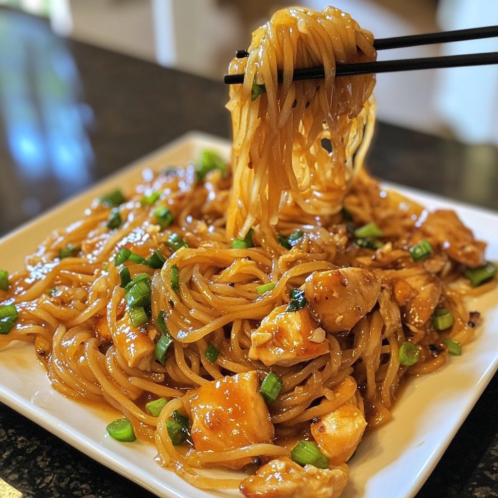 Sticky Garlic Chicken Noodles