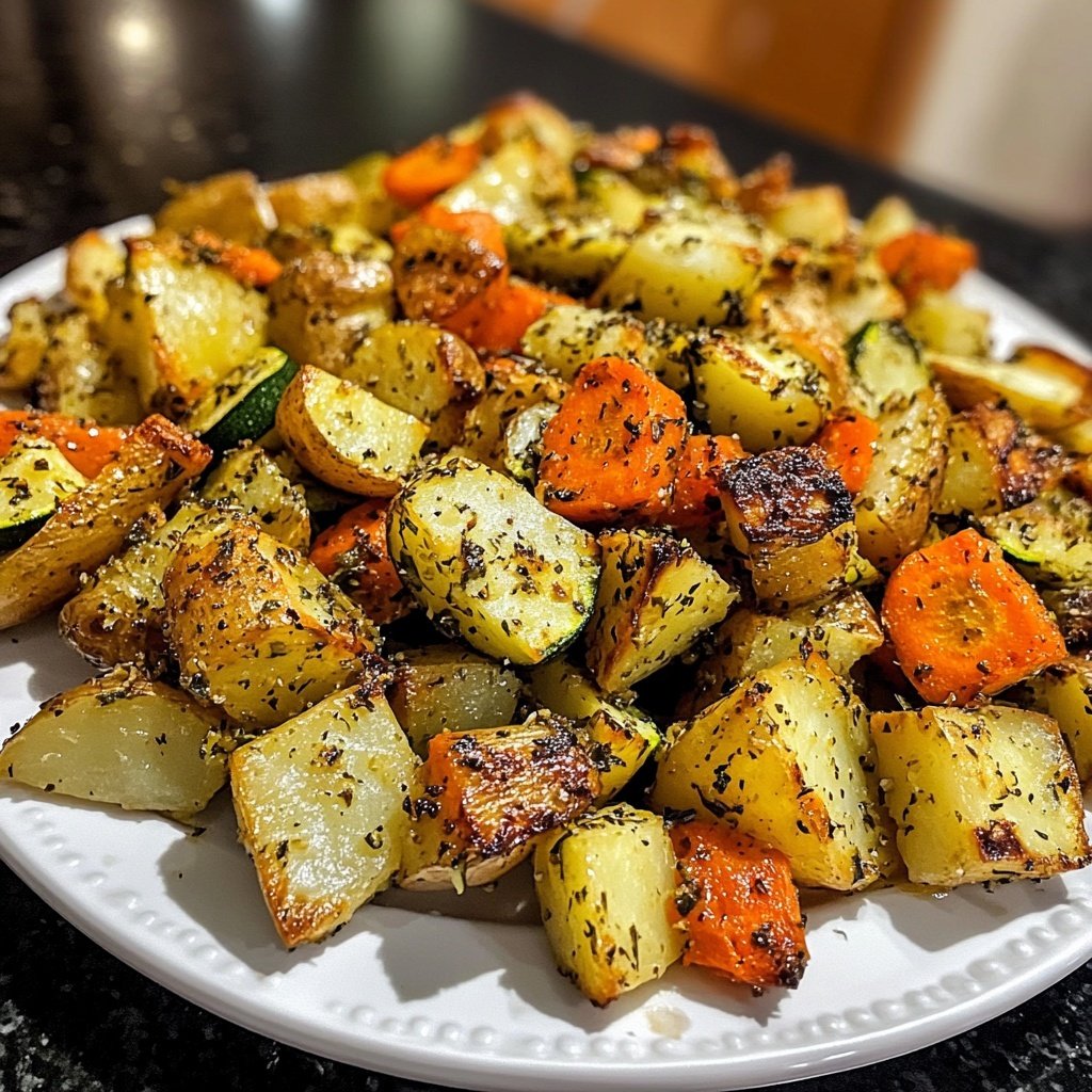 Garlic Herb Roasted Potatoes, Carrots, and Zucchini