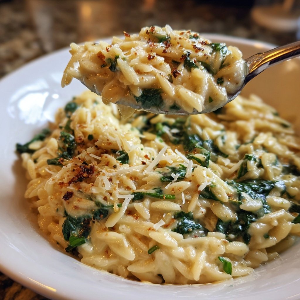 Creamy Spinach Parmesan Orzo