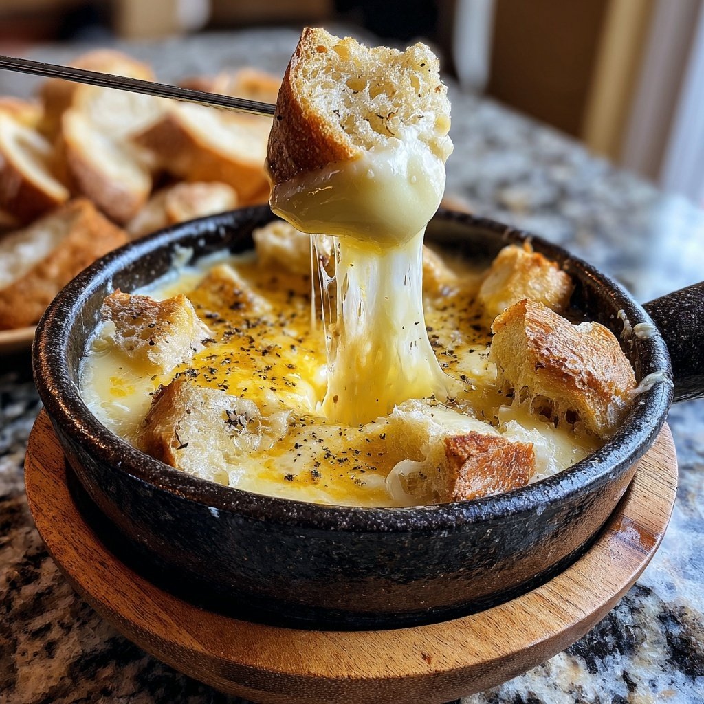 Fondue with Swiss Cheese and Garlic