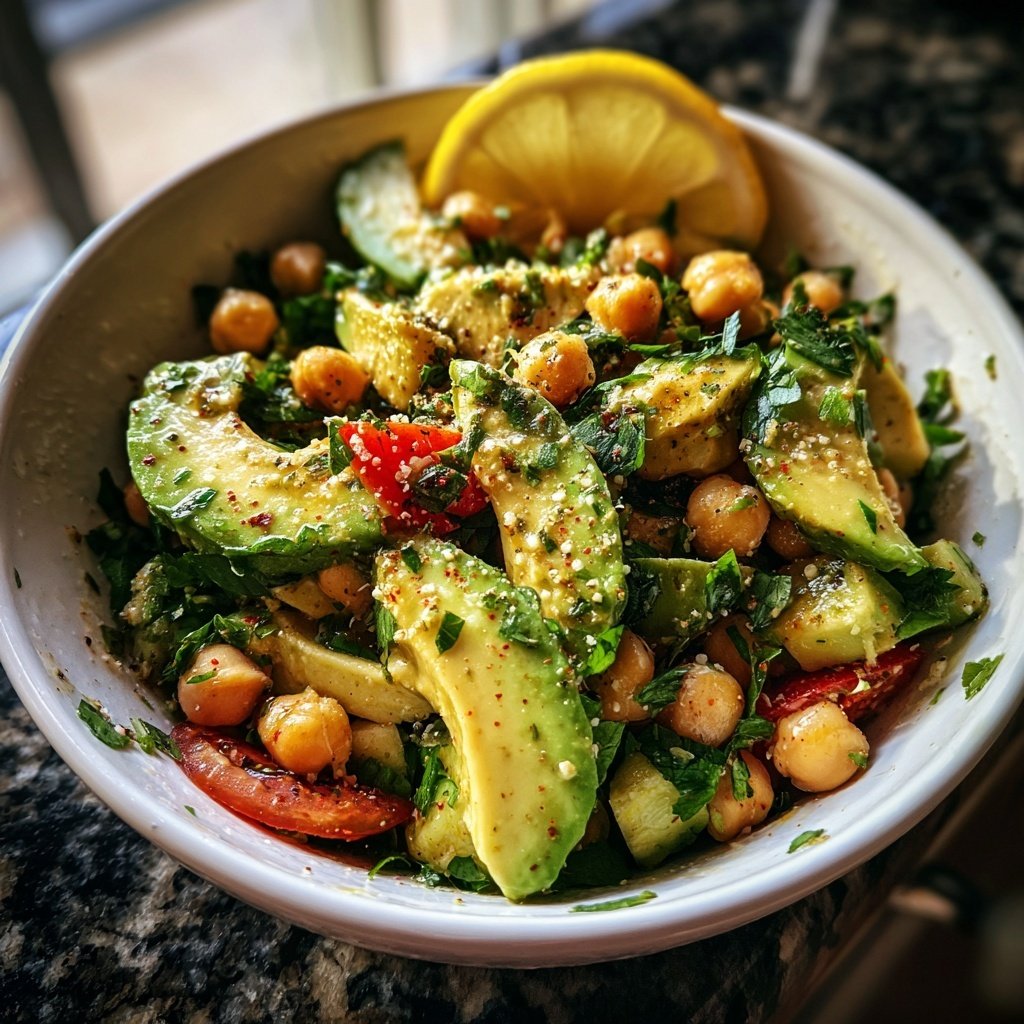 Healthy & Light Avocado Chickpea Salad