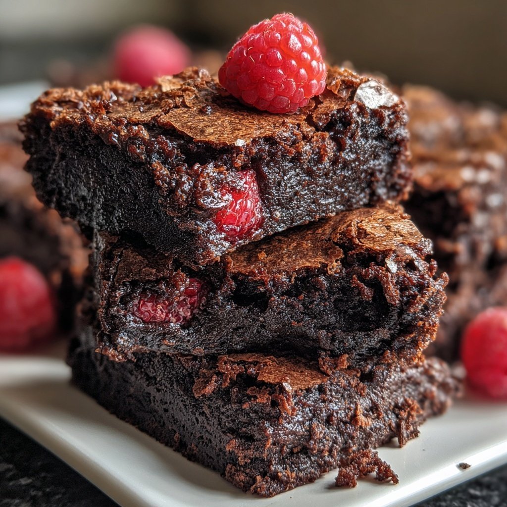Cottage Cheese Brownies with Raspberries
